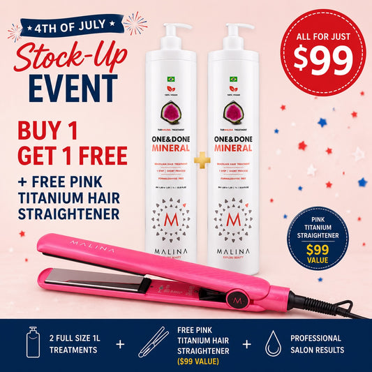 Malina One & Done Treatment 1L | Buy 1 Get 1 Free 🎁 + Free Pink Titanium Hair Straightener 🎁