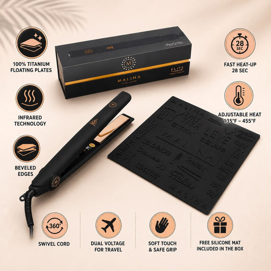 Malina Titanium Elite Hair Straightener Black