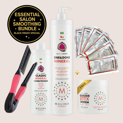 Malina One & Done Treatment, 1L and  Conditioner , BTTX 500mg, Pro Comb & 6 Shampoo packets SPECIAL