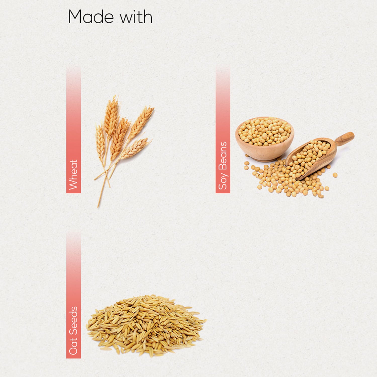 Key ingredients of Malina Hair Mineral Protector - wheat, soy beans, and oat seeds